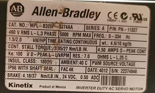 Servo Motor Allen Bradley MPL-B320P-SJ74AA MPLB320PSJ74AA
