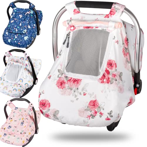 Image of Car Seat Cover Baby, Minky Baby Car Seat Cover, 3 in 1 Carseat Sover for Winter, Winter Carseat Cover for Baby with Storage Bag…
