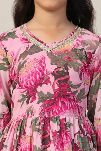 Image of Fashion Dream Girls Floral Georgette Fit & Flare Ethnic Dress|Birthday Maxi for Kids