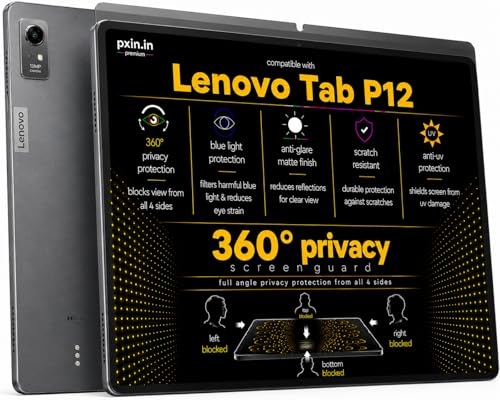 Image of Pxin 360 Pro Privacy Screen guard compatible with Lenovo Tab P12 | Anti Glare | Anti UV | Anti Blue | Anti Reflection | Privacy Filter | Unbreakable Build