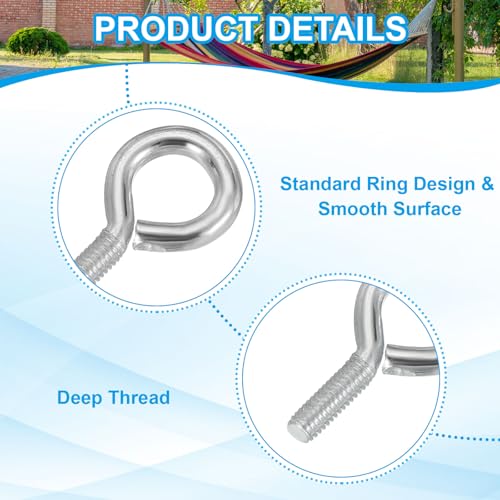 Image of PATIKIL M3x16mm Eye Bolts, 10 Pcs Carbon Steel Threaded Eyebolt Eye Hooks Screws with Nut for Hanging or Securing Cables Silver