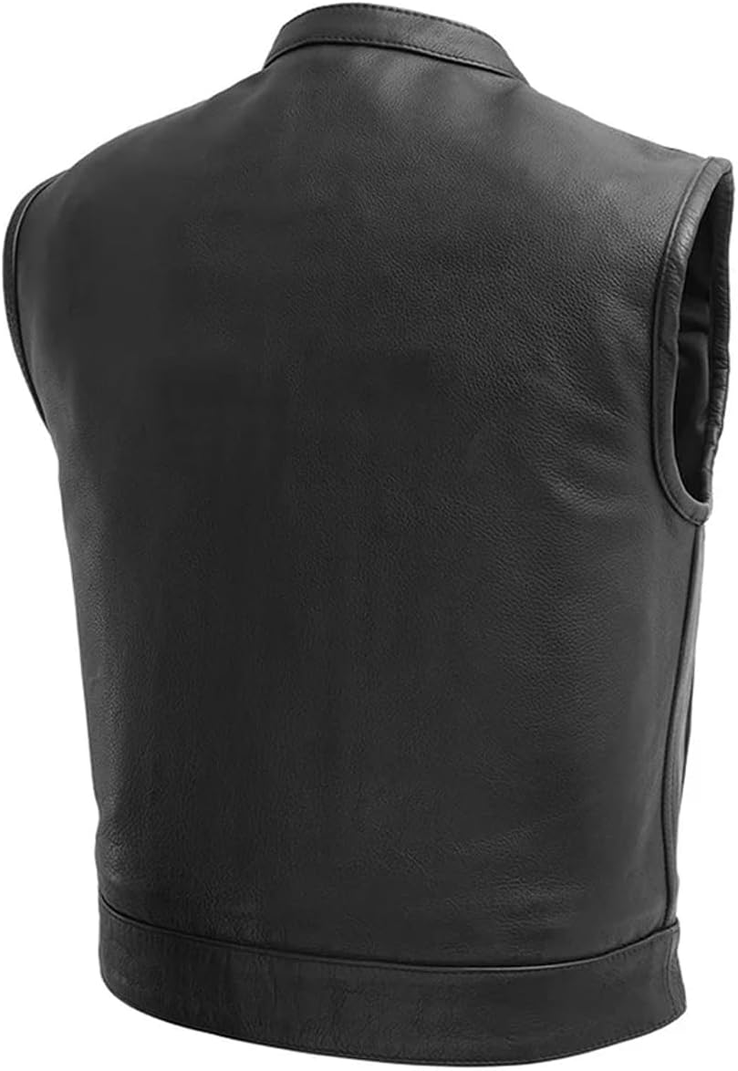 First Mfg Co Lowrider Mens Motorcycle Biker Riding Armor Club Style Black Leather, Twill, Moto Mesh, Perforated Vest