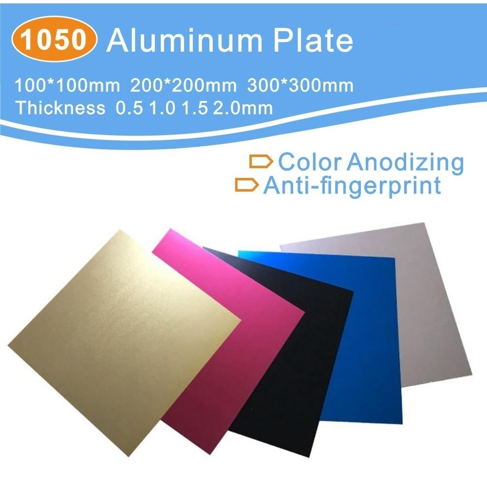 2 szt. Anodyzowane aluminiowe płytki metalowe - grubość 0,5/0,8/1 mm, kolorowe blachy aluminiowe 1050(Red,0.5x200x200mm)