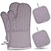 Produktbild esonmus Ofenhandschuhe, Silikon Grillhandschuhe Topfenhandschuhe küchenhandschuhe mit 2 Topflappen, Hitzebeständige rutschfeste Backhandschuhe für die Küche die Kochen Backen BBQ (Grey)