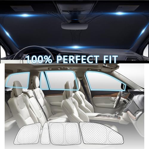 Image of KMF 10pcs Full Thicken Sun Shades for Volvo XC90 2016-2025 Accessories, Car Window Covers Sunshade for Windshield Side Rear, UV Block and Blackout Privacy for Car Camping