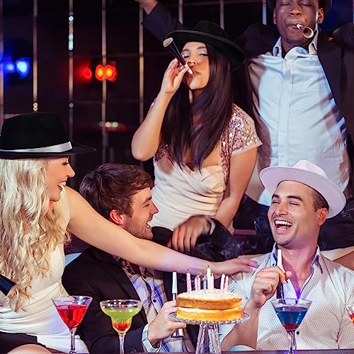 Image of Toulite 12 Pcs Hats Gangster Hat for Men Women 1920s Party Gentlemen Unisex Hat Felt Mobster Men's Costume Headwear, 3 Styles, 21.5 Inch Head Circumference