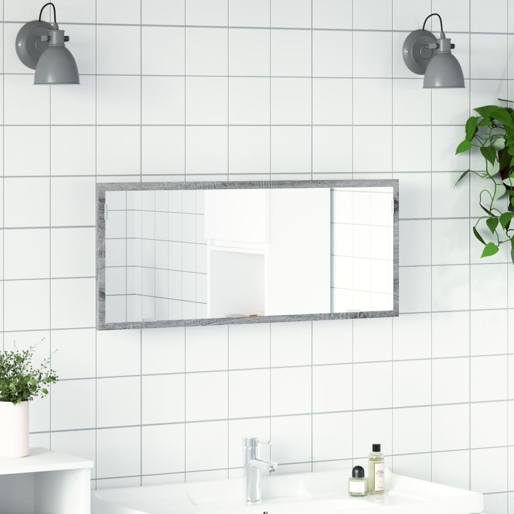 LED-Badspiegel Grau Sonoma 100 x 8,5 x 37 cm aus Holzwerkstoff mit Wandmontage Modernes Design für Badezimmer Gäste WC & Wellnessbereich