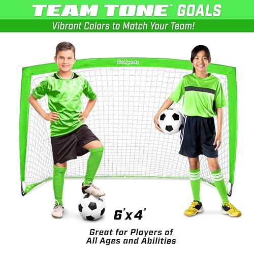 Image of GoSports Portable Soccer Goals for Kids - 13 Color Options - Choose 4 x 3 ft or 6 x 4 ft - Team Tone Pop Up Nets for Backyard