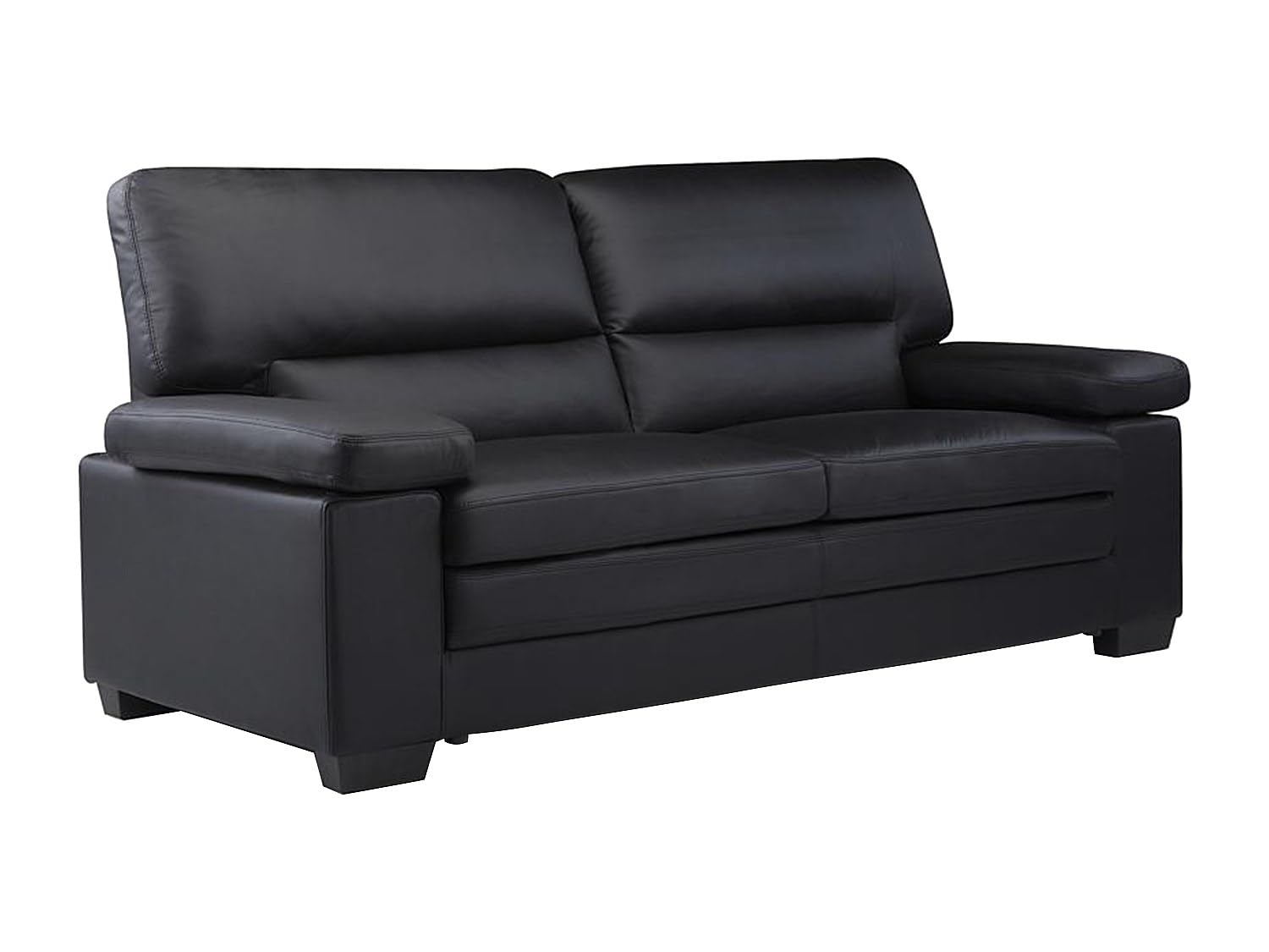 Vente-unique - Canapé 3 Places en Cuir de Buffle Noir Mimas