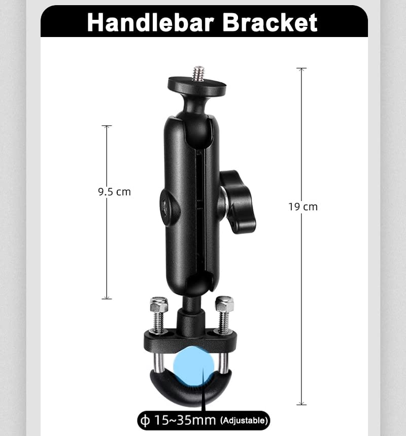 Image of Action Camera Aluminium Alloy Holder Compatible with gopro Bike Mount with Two 360 rotational Angle for Bike Motorcycle and Bicycle (Handlebar Attachment)