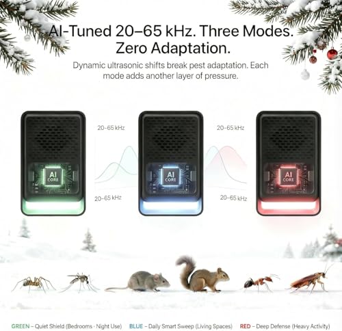 Image of Ultrasonic Pest Control Repeller - Electronic & Ultrasound, Indoor Plug-in Repellent - Get rid of - Rodents, Mice, Squirrels, Bats, Insects, Bed Bugs, Ants, Fleas, Spiders, Roaches (3 Pack, Black)