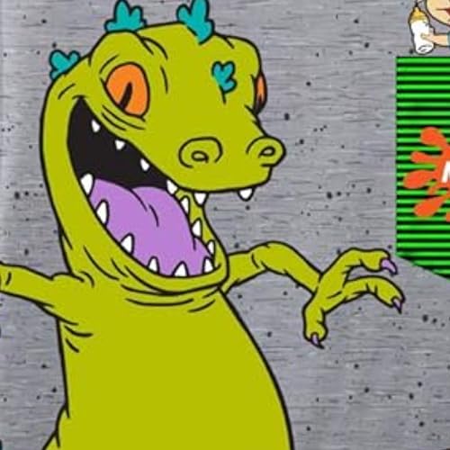 Rugrats Nickelodeon Boys Reptar Short Sleeve T-Shirt - Reptar All Over Print T-Shirt Heather Gray4