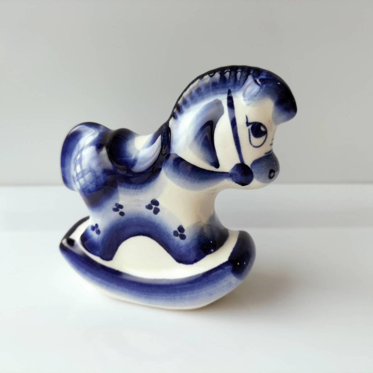 Amazon.co.jp: GZ204北欧ロシア雑貨 動物陶器 グジェリ焼 うま ポニー