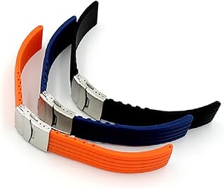 Pulseira De Relógio Pulseira De Relógio Pulseira De Relógio 20Mm Pulseira De Silicone Pulseira De Relógio De 20Mm Substituição Listras Verticais Pulseira Laranja Pulseira De