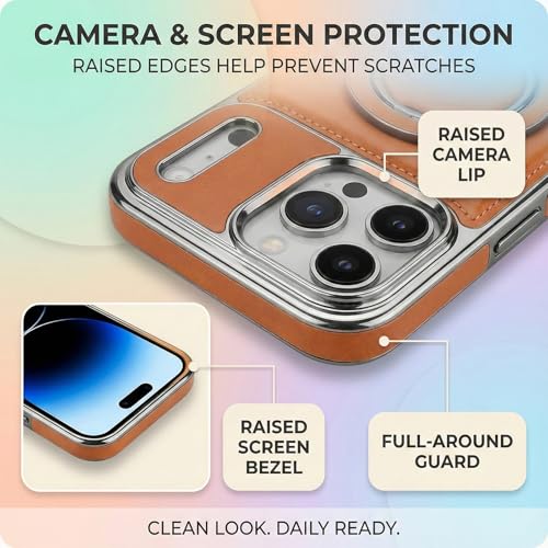 Protection iPhone 17 antichoc Magsafe en cuir bleu mince avec support caché