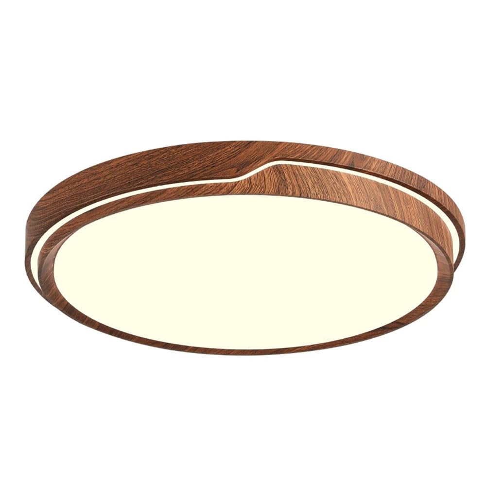 JXYDJH Walnut Wood Grain Light Fixtures Ceiling Mount, 19.7'' 36W Modern Dining Room Light 3 Color Selectable Round Ceiling Lamp with Sidelight Lighting for Dining Room Kitchen Island Walnut Color