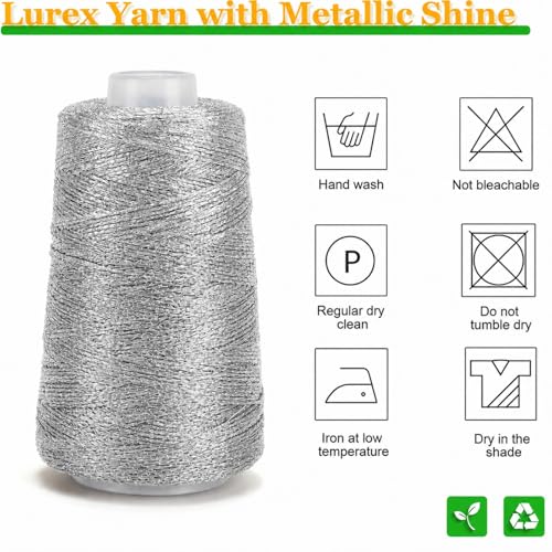 Image of Metallic Crochet Thread, 80g Lurex Yarn for Charms (Sliver)