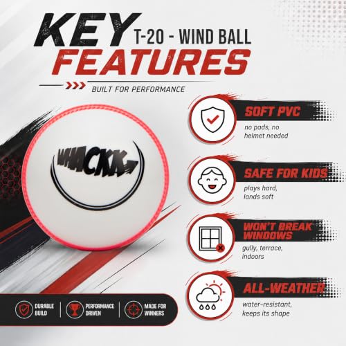 Image of WHACKK I10 T-20 Wind Ball 72MM 120GMS White Premium Color 6 | Synthetic Practice Cricket Balls | Swing Balls for Match, Training, Indoor, Outdoor & Street Cricket