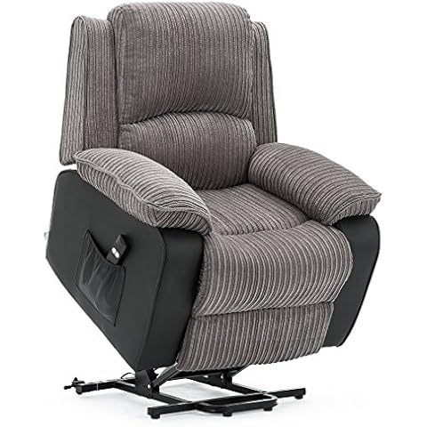 More4Homes POSTANA JUMBO CORD FABRIC RISE RECLINER ARMCHAIR ELECTRIC LIFT RISER CHAIR (Grey) (Grey) Cover