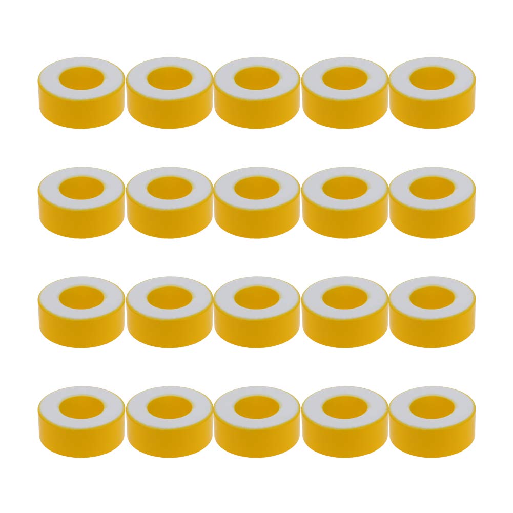 Fielect 50 Pcs Toroid Core Ferrite Choke Iron Powder Inductor Ferrite Ring 24.1x46.7x18mm，Yellow and White