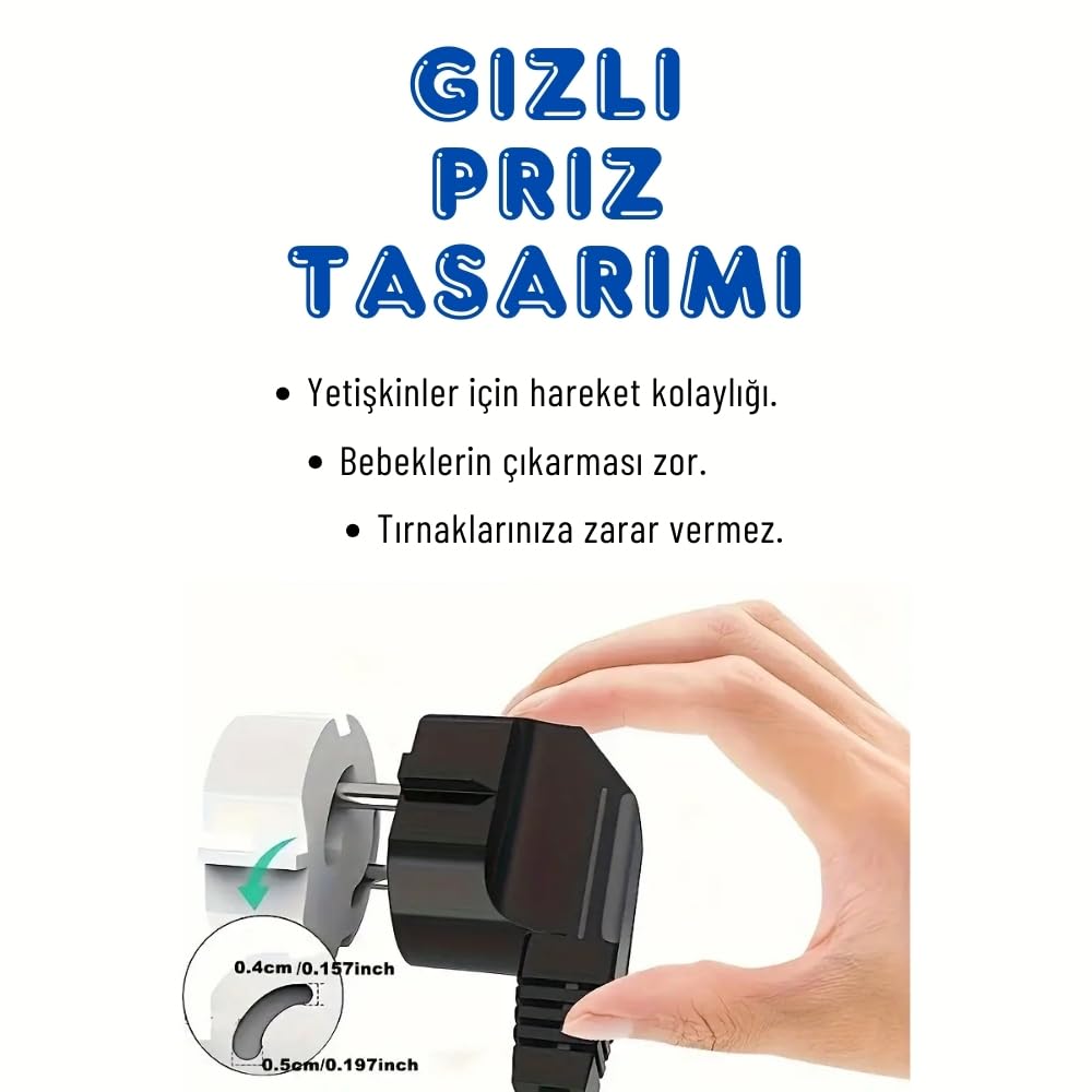 Abuy Bebek Güvenlik Priz Koruyucusu, Elektrik Prizleri Koruması,Priz Çocuk Güvenliği,Beyaz, Siyah