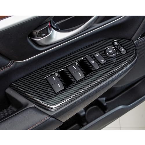 Image of Car Window Lift Switch Control Decals for Honda CR-V 2017-2022 Accessories CRV ABS Carbon Fiber Stickers (Without Rear Seat Heating Buttons)