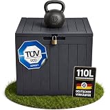 Ondis24 City Cube, Kunststoff Box, Abschließbare Poolbox, Sitzbox, Paketbox, Balkonbox 110L, Beige, 55x43x53cm, 75kg Gewichts- & Sitzbelastbarkeit - für Pool- & Gartenbesitzer