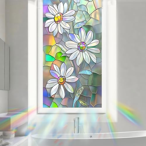 Image of Nuxovilar Sparkle White Daisy Floral Pattern Window Film 17.7x39.4 PVC