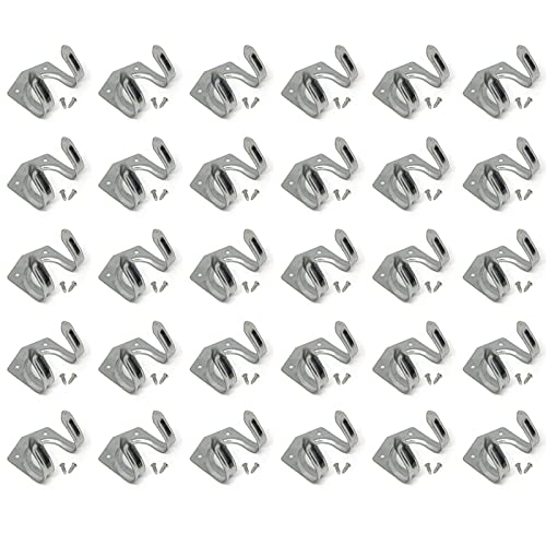1Buy UK 30 x Storage Wall Hooks Workshop Tool Garden Shed Garage Double Metal Space Saver Set with Screws Hangers Brackets for Hanging Tools Set of (30)