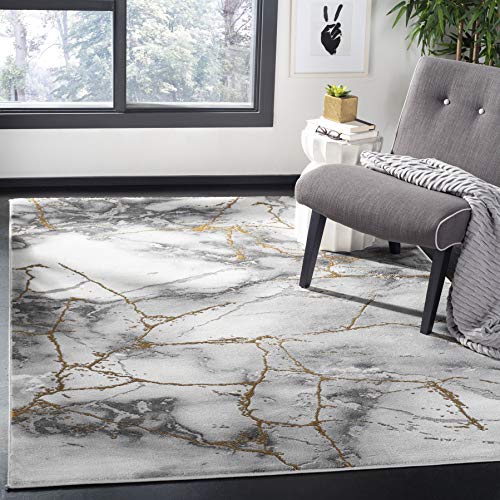 Safavieh Craft Collection CFT877F Area Rug, 6' 7" Square, Grey/Gold