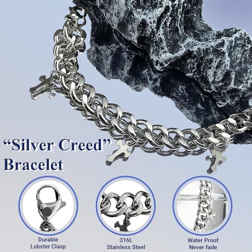 Pulsera cruz de acero inoxidable ajustable para hombre y mujer miniatura 3