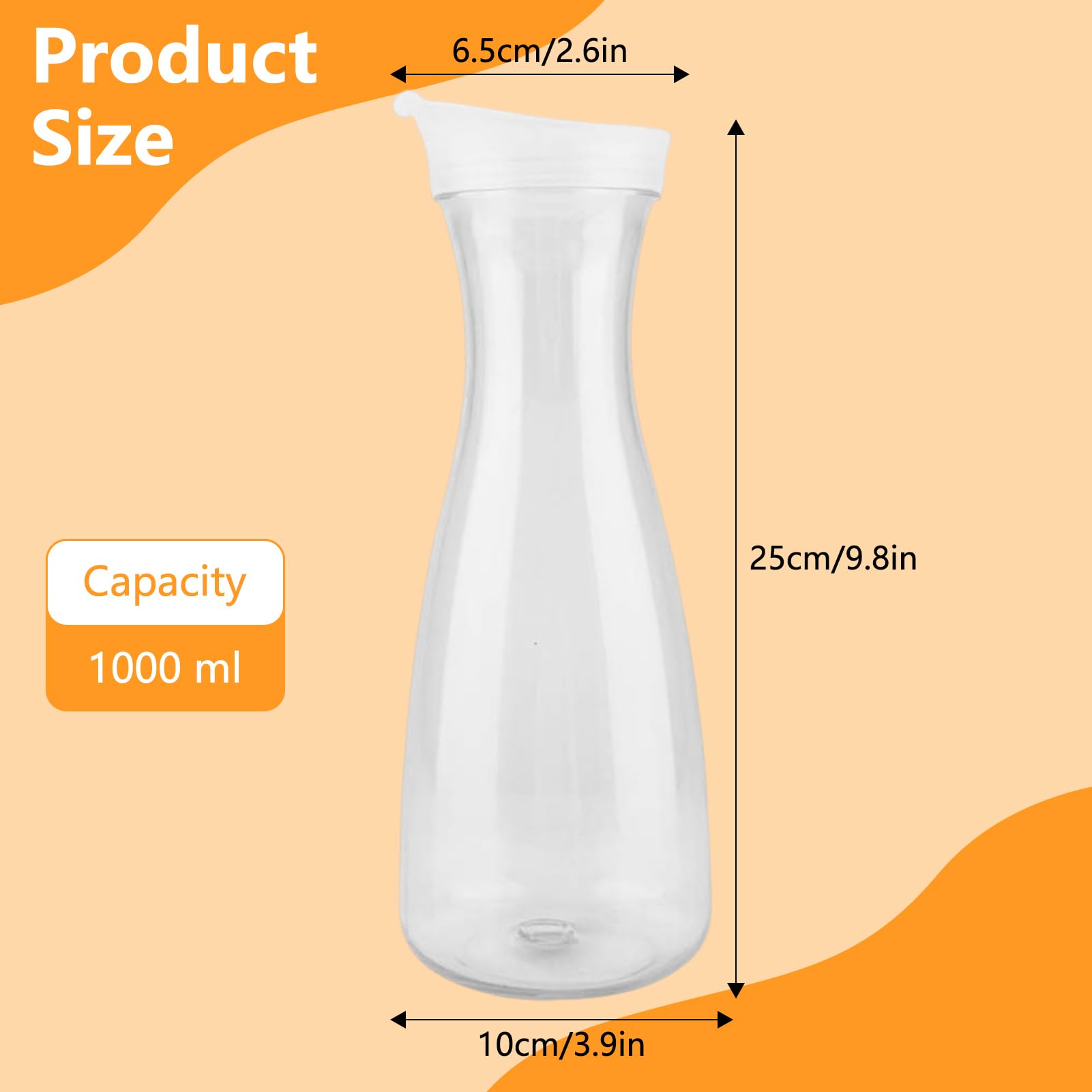 Juice Carafe with Lids, Water Carafe Acrylic Juice Containers with Lids Transparent Juice Bottle Ice Cold Juice Jug Carafes for Drink Pitcher with Lid, Water Bottle, Milk Container(1000ml) ?