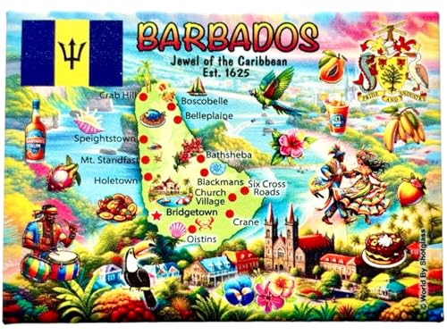 Imán Decorativo Rectangular Barbados 2.5 x 3.5 pulgadas miniatura 1