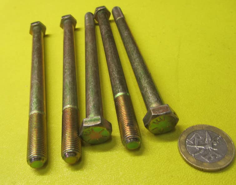 Grade 8 Zinc Yellow Steel Bolts RH PT 3/8"-24 x 5.50 Length 10 pcs