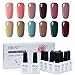 Produktbild Elite99 Nagellacke UV Kit 10ML, Nagellack UV Gel Nägel Set, UV LED Soak Off Gellacke, 12 Stück Lacke Set - Rosa und Kaffee Farbe