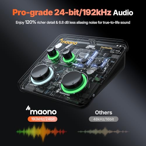 Image of MAONO USB Audio Interface for PC: Interface with XLR Microphone 24-bit /192kHz Routing Software LOOPBACK ASIO Driver for Recording Music, Home-Studio, Guitar, Podcast, Streaming, DAW(PS22+PD100)