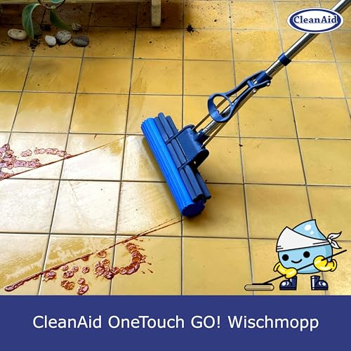 Miniatura 6 de Cleanaid Onetouch Go! - Mopa Con Función De Escurridor, Especialmente Absorbente, Con 2 Esponjas De Pva Y Mango De Acero Inoxidable Onetouch Go! 2 Esponjas De Repuesto