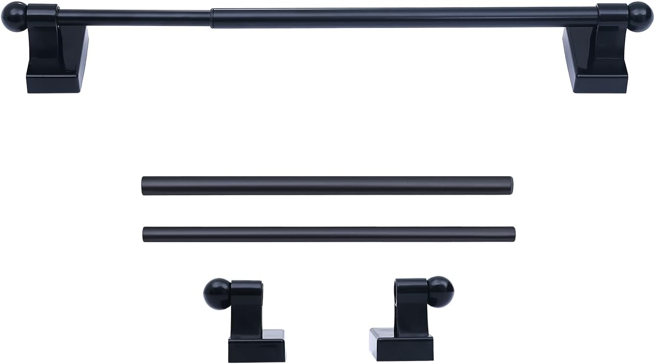 Adjustable Magnetic Rods for Metal Appliance, Doors, Windows,16 to 28 Inch/4 Pack/Easy Installation Toilet Towel Bar, Muti-Useful (Black, 4pack)
