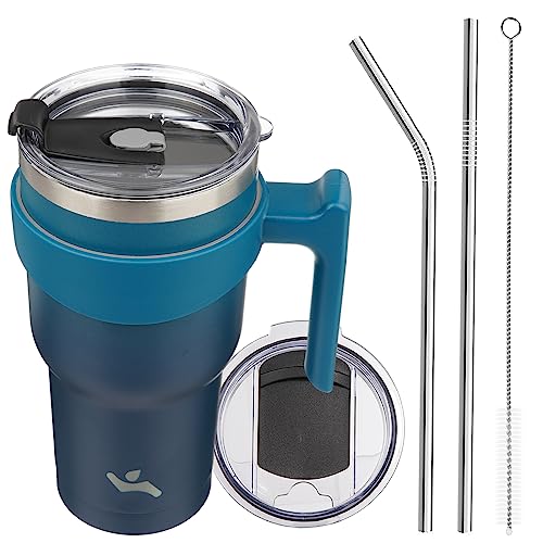 Image of Konokyo 30 oz Tumbler with Handle and Straw, Insulated Travel Mug