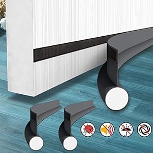 GQFOWE 2 stuks deurafdichting, zelfklevende trekuitsluiting, tochtstopper voor deuren, 93 cm onder de deur, pull-blocker, geïsoleerd, weerbestendig, geluiddicht, winddicht (grijs)