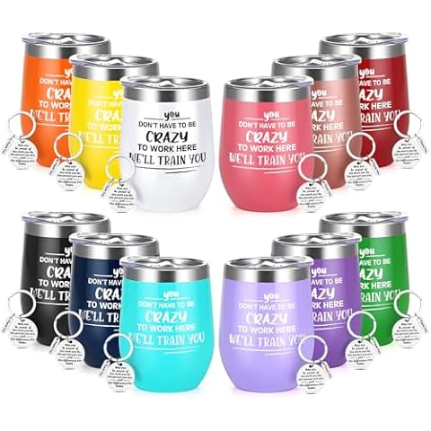 Gtmileo Coworker Christmas Gifts for Women Men, 12 Pcs Don't Have To Be Crazy To Work Here Insulated Wine Tumblers Bulk, Office Gifts For Coworkers Bulk, Work Gifts for Coworker Employee Boss,12oz Cover