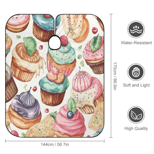 Capa para corte de cabello Cupcakes Donuts Muffins 170x144 cm miniatura 2