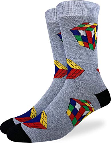 Good Luck Sock Men's Rubik's Cubes Socks - Blue, Adult Shoe Size 7-12