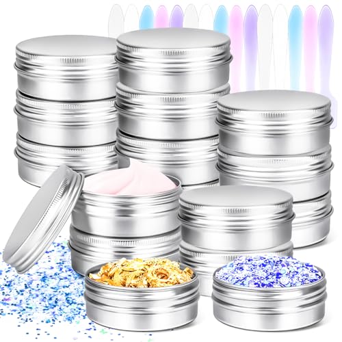 MotBach 12 Pack 2oz Tin Jars 60ml Metal Tin cans 2ounce Aluminum tin can jar Containers with Screw Lid for Lotion Bars Spices Salve Balms Beard Balm Toiletries Creams Sample Makeup Cosmetic