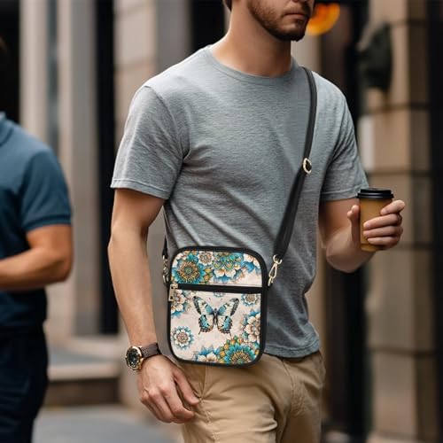 Leather Crossbody Bag for Women Men Small Cell Phone Bag Casual Body Cross Purse with Zipper Closure for Outdoor3