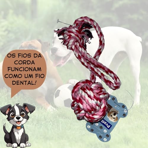 Kit 3 Mordedores Brinquedos Pets Ossinho e Corda Frango (Colorido)
