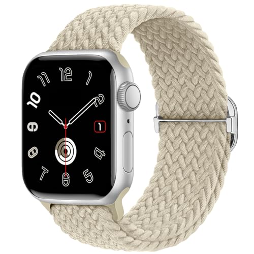 Image of Braided Stretchy Band Compatible with Apple Watch 40mm 41mm 42mm 38mm 44mm 45mm 46mm 49mm Women Men, Breathable Adjustable Nylon Sport Solo Loop Strap for iWatch Series 11 10 9 8 7 6 5 4 3 SE /Ultra 2