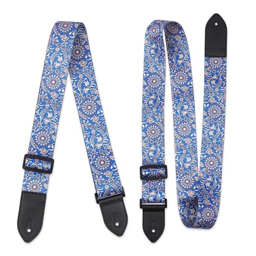Image of Adjustable Guitar Strap Includes 2 Strap Locks & 2 Matching Picks & 1 Picks Holder & 1 leather Strap Button.