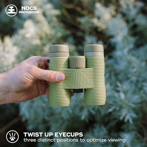 Image of Nocs Provisions Field Issue 10x32 Waterproof Binoculars | Lightweight,Compact, 10x Magnification,Wide Field of View with Fully Multi-Coated Lenses for Bird Watching,Camping Hunting, and Hiking - Green