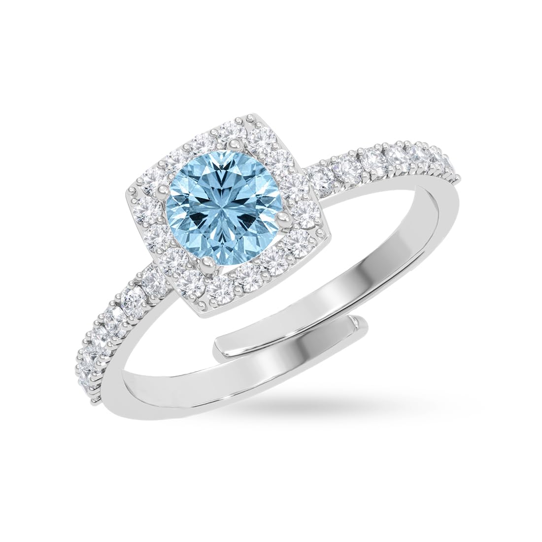 clara 925 Sterling Silver Aegean Blue Halo Adjustable Ring for Women-picture-25